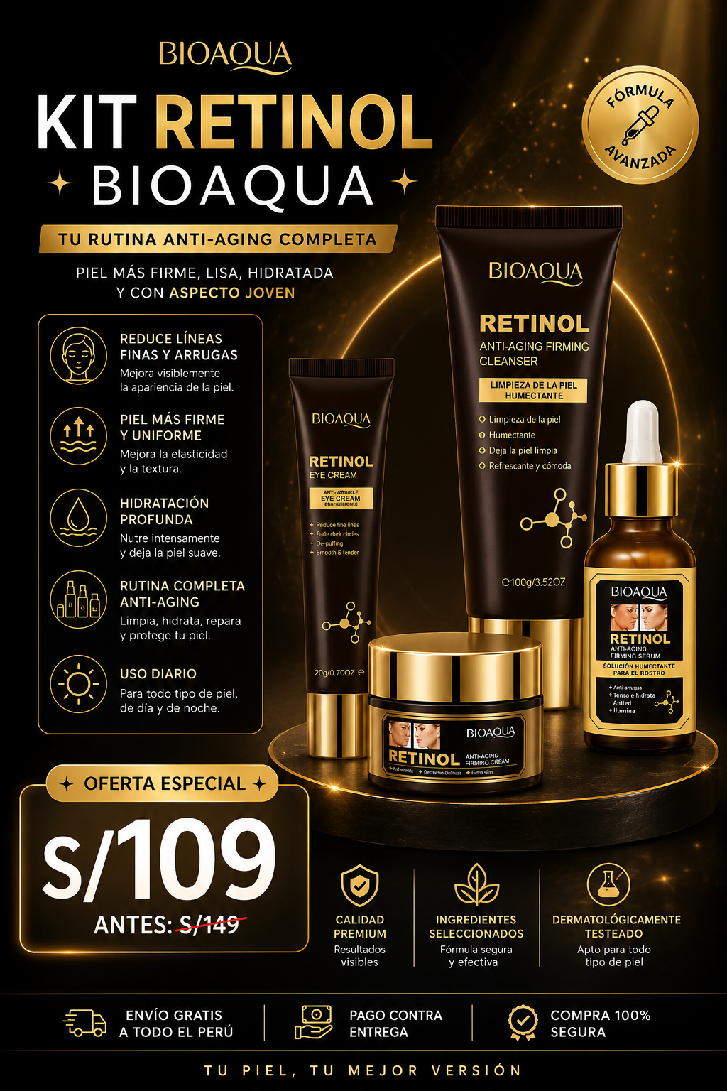 KIT SKINCARE RETINOL 5 PZS BIOAQUA