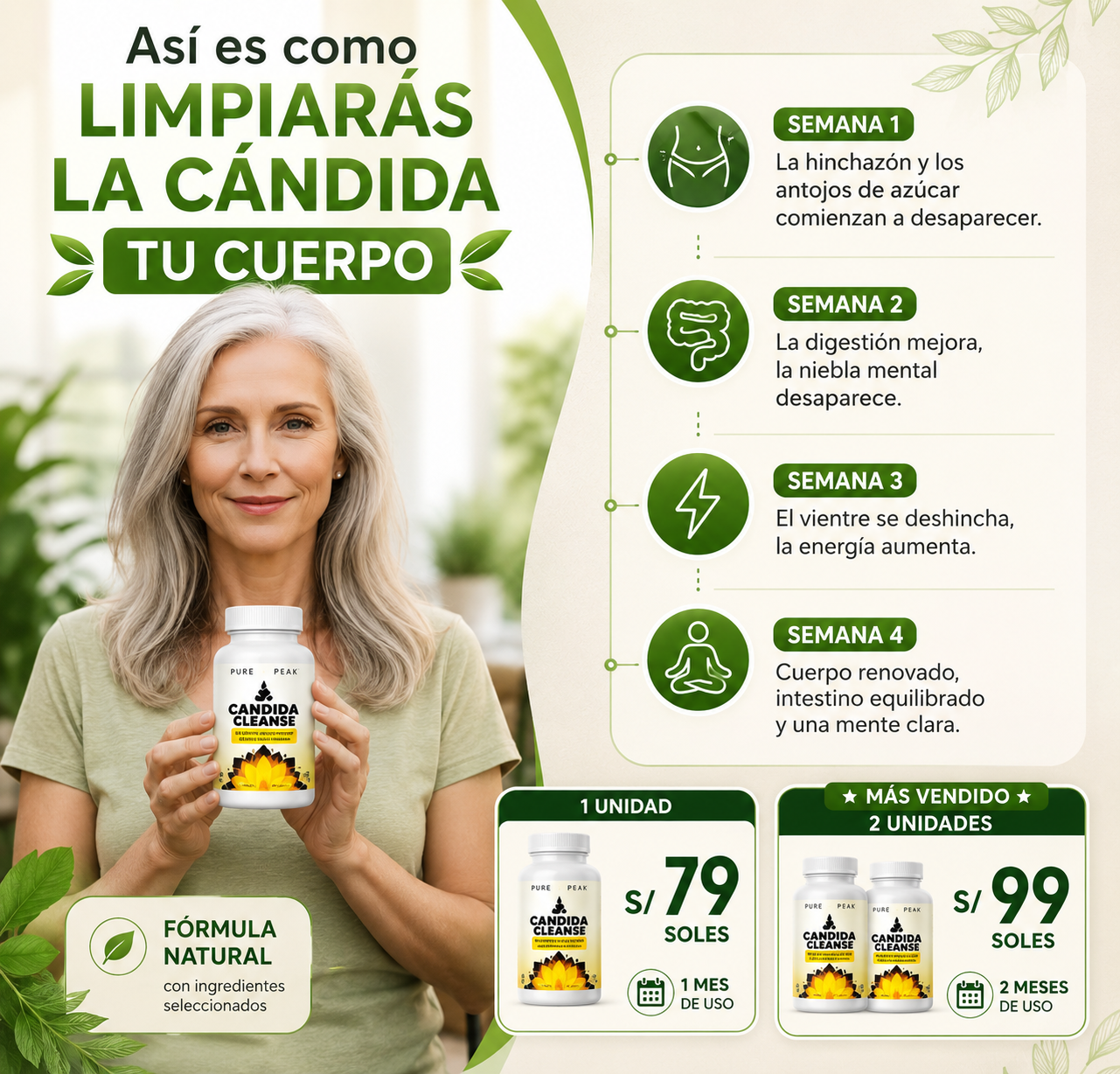 Candida Cleanse | Limpieza Intestinal y Equilibrio de Flora + Probióticos 60 Cápsulas