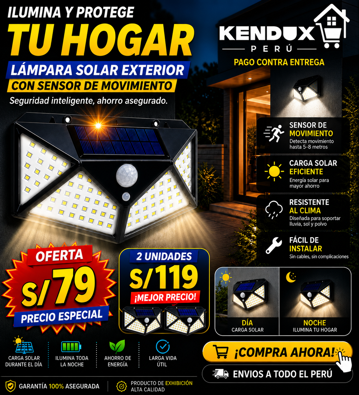 LAMPARA SOLAR CON SENSOR DE MOVIMIENTO