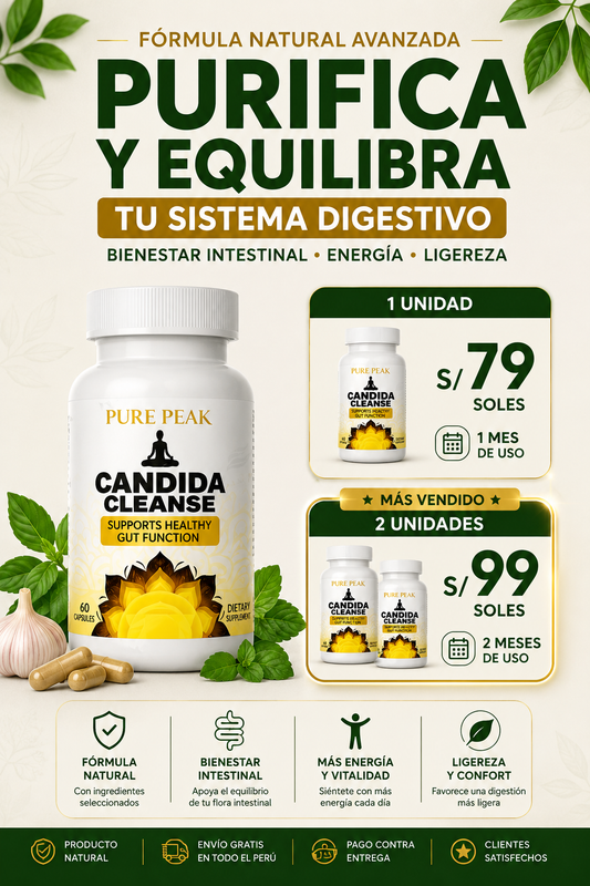 Candida Cleanse | Limpieza Intestinal y Equilibrio de Flora + Probióticos 60 Cápsulas