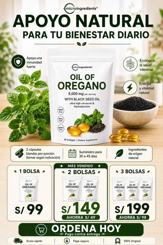 ACEITE DE ORÉGANO 6000MG CON SEMILLA NEGRA (90CAP)