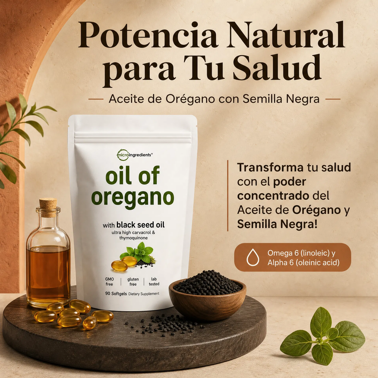 ACEITE DE ORÉGANO 6000MG CON SEMILLA NEGRA (90CAP)